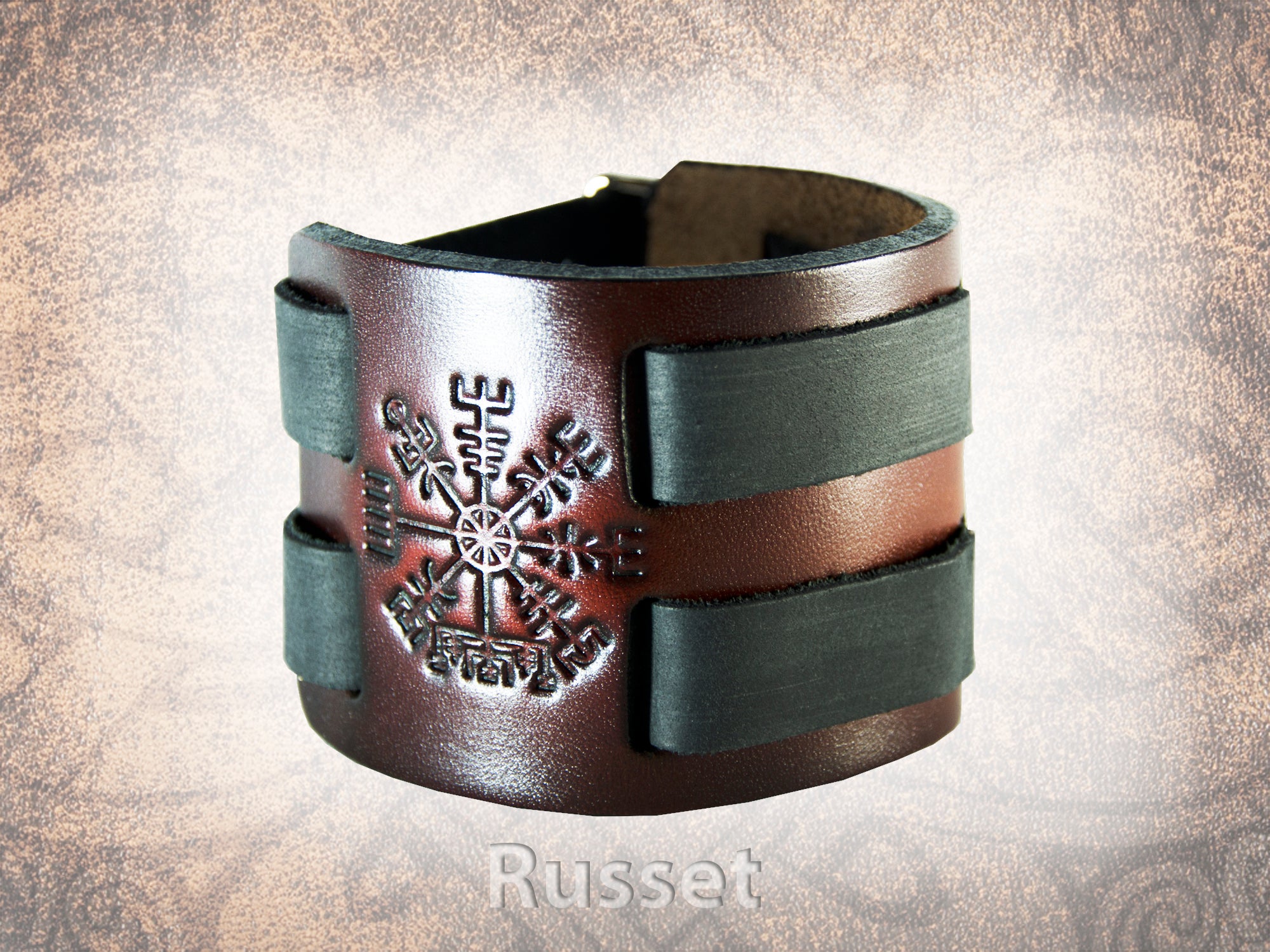 Leather Viking Vegvisir Rune perun Viking Cuff Bracelet Icelandic Stave  Norse #4
