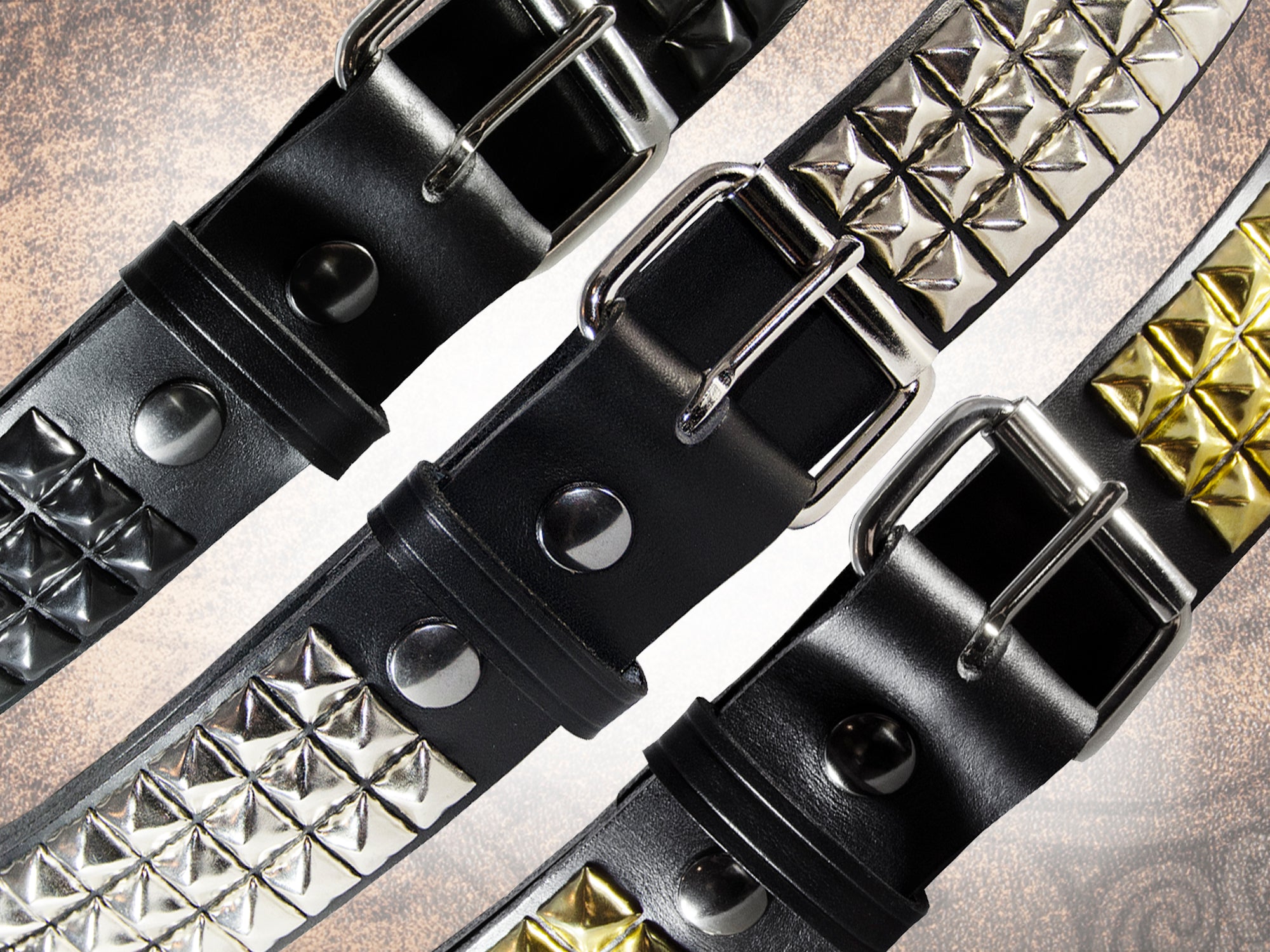 Handmade Solid Leather Studded Belt Pyramid Stud - Black Steel Brass –  Labyrinth Leather