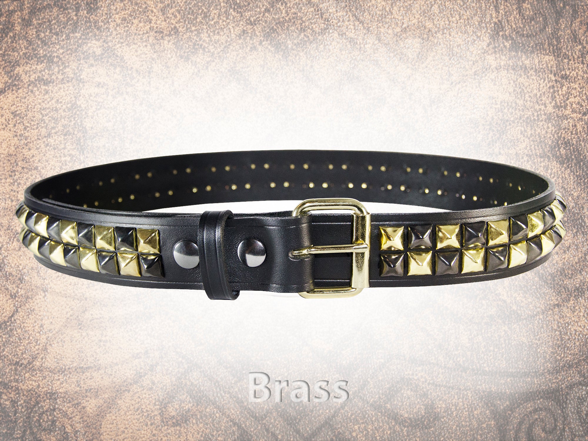 Handmade Solid Leather Studded Belt Pyramid Stud - Black